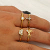 Wholesale Women's Stainless Steel Geometric Heart Shape Cross Real Gold Plated Open Ring