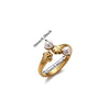 Wholesale Women's Stainless Steel Geometric Heart Shape Imitation Pearl Zircon Ring Inlaid With Gold And Plated With 18K Gold Flower Star Open Ring