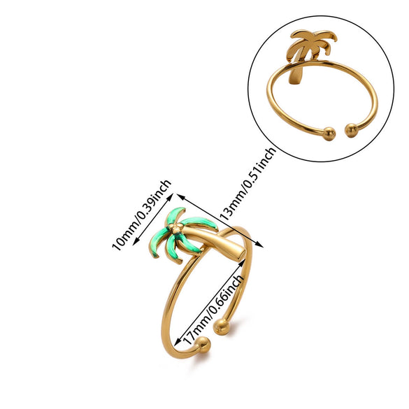 Wholesale Women's Stainless Steel Geometric Heart Shape Imitation Pearl Zircon Ring Inlaid With Gold And Plated With 18K Gold Flower Star Open Ring