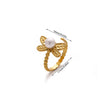 Wholesale Women's Stainless Steel Geometric Heart Shape Imitation Pearl Zircon Ring Inlaid With Gold And Plated With 18K Gold Flower Star Open Ring