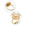 Wholesale Women's Stainless Steel Geometric Heart Shape Imitation Pearl Zircon Ring Inlaid With Gold And Plated With 18K Gold Flower Star Open Ring