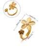 Wholesale Women's Stainless Steel Geometric Heart Shape Imitation Pearl Zircon Ring Inlaid With Gold And Plated With 18K Gold Flower Star Open Ring
