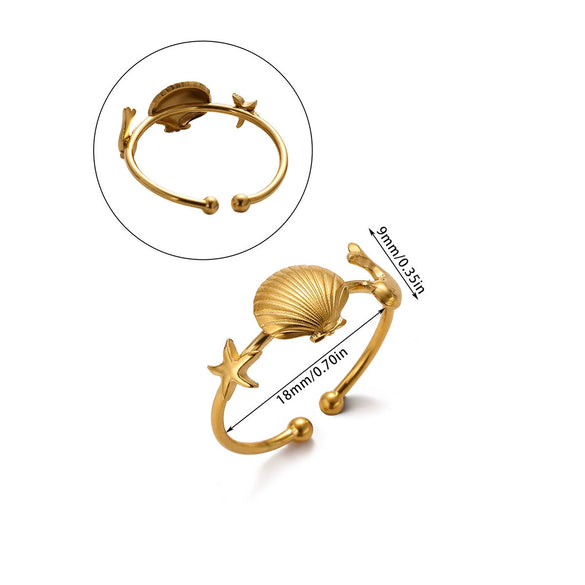 Wholesale Women's Stainless Steel Geometric Heart Shape 18K Gold Inlaid Ring