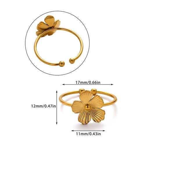 Wholesale Women's Stainless Steel Geometric Heart Shape 18K Gold Inlaid Ring