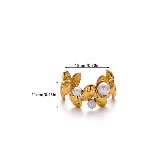 Wholesale Women's Stainless Steel Geometric Heart Shape 18K Gold Inlaid Ring