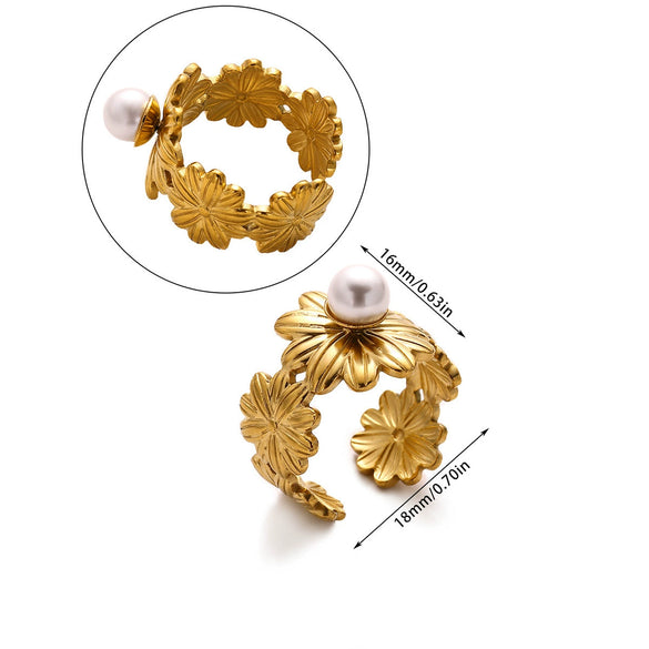 Wholesale Women's Stainless Steel Geometric Heart Shape 18K Gold Inlaid Ring