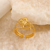 Wholesale Women's Stainless Steel Geometric Heartshaped Doublelayer Opening Adjustable Ring With Electroplating