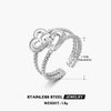 Wholesale Women's Stainless Steel Geometric Heartshaped Doublelayer Opening Adjustable Ring With Electroplating