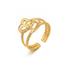 Wholesale Women's Stainless Steel Geometric Heartshaped Doublelayer Opening Adjustable Ring With Electroplating