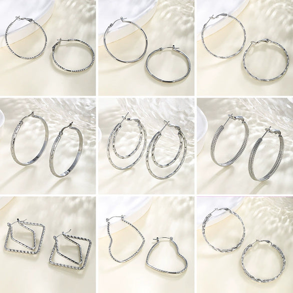 Wholesale Women's Stainless Steel Geometric Heartshaped Hoop Earrings Electroplated