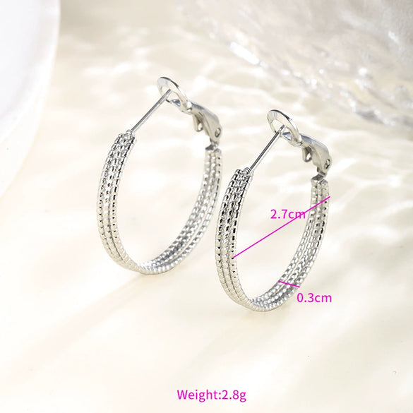 Wholesale Women's Stainless Steel Geometric Heartshaped Hoop Earrings Electroplated