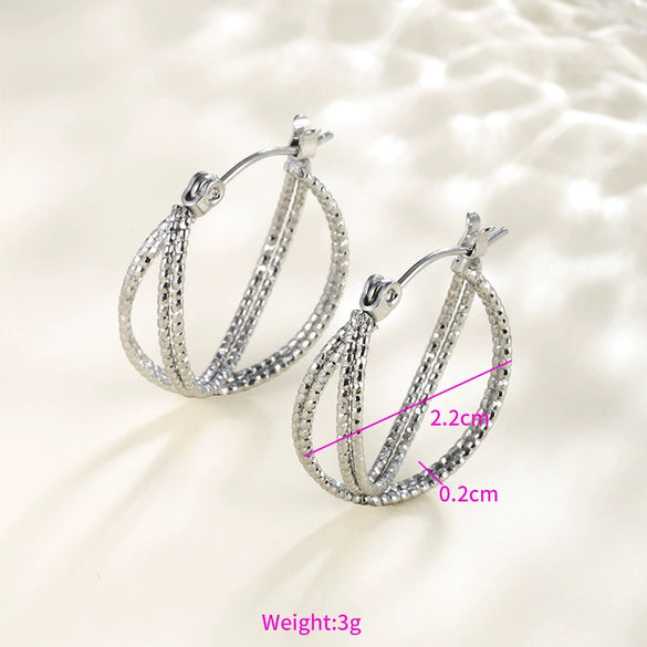 Wholesale Women's Stainless Steel Geometric Heartshaped Hoop Earrings Electroplated