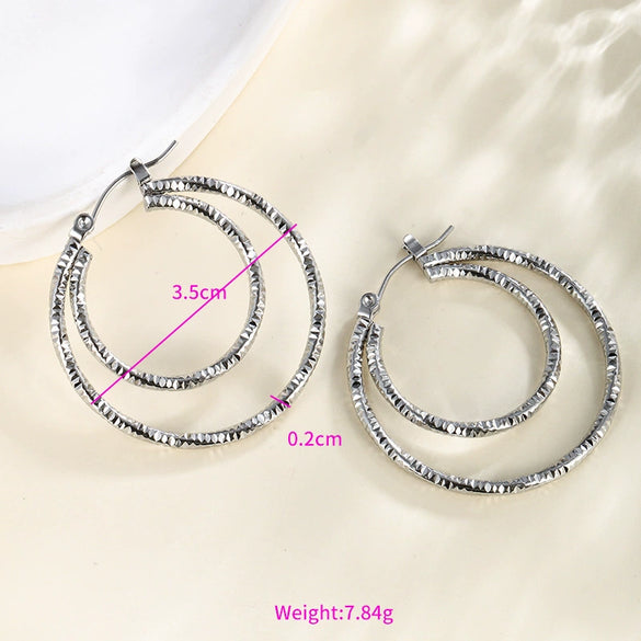 Wholesale Women's Stainless Steel Geometric Heartshaped Hoop Earrings Electroplated