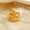 Wholesale Women's Stainless Steel Geometric Heavy Line Ring With 18K Gold Plated Electroplating