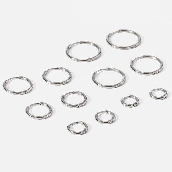 Wholesale Women's Stainless Steel Geometric Highpolish Electroplated Hoop Earrings