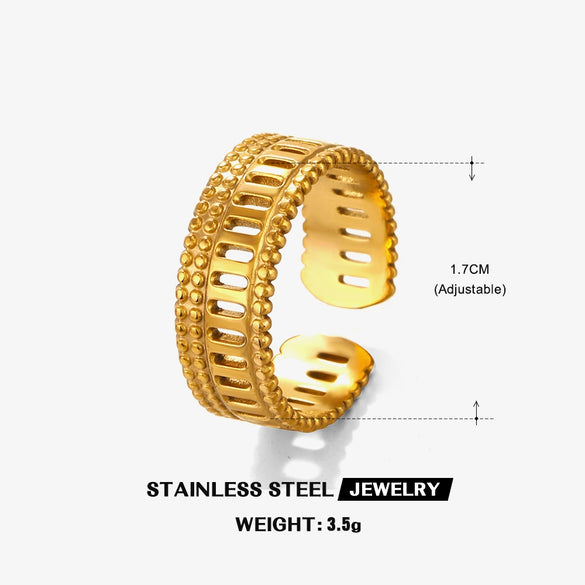 Wholesale Women's Stainless Steel Geometric Hip Hop Style Electroplated Ring