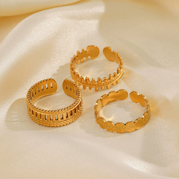 Wholesale Women's Stainless Steel Geometric Hip Hop Style Electroplated Ring