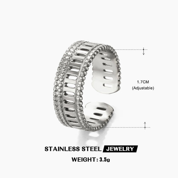 Wholesale Women's Stainless Steel Geometric Hip Hop Style Electroplated Ring