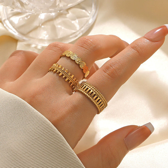 Wholesale Women's Stainless Steel Geometric Hip Hop Style Electroplated Ring