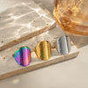Wholesale Women's Stainless Steel Geometric Hiphop Street Bar Ring With Textured Colorful Electroplated Finish Environmentally Friendly Highend Niche Light Luxury