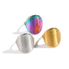 Wholesale Women's Stainless Steel Geometric Hiphop Street Bar Ring With Textured Colorful Electroplated Finish Environmentally Friendly Highend Niche Light Luxury