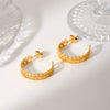 Wholesale Women's Stainless Steel Geometric Hollow Cshaped Electroplated Earrings