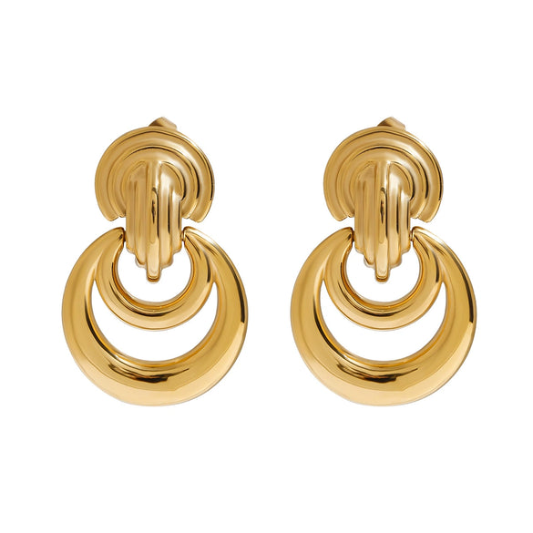Wholesale Women's Stainless Steel Geometric Hollow Earrings Jewelry With Electroplating And Modern Minimalist Design