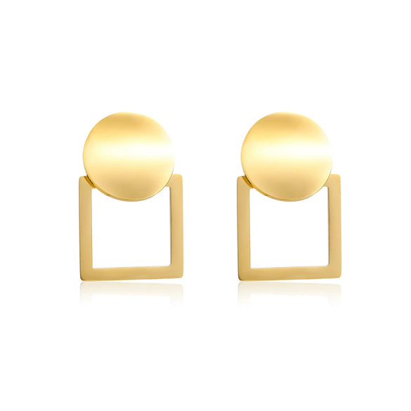 Wholesale Women's Stainless Steel Geometric Hollow Earrings With Electroplating Round Square Shape Color Matching Fashion Style