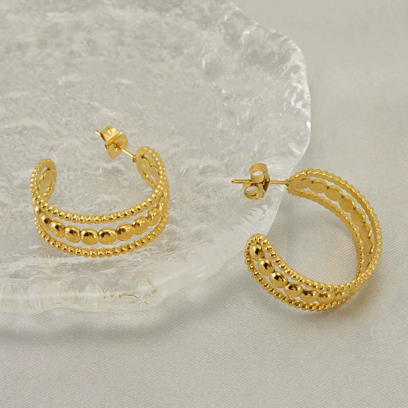 Wholesale Women's Stainless Steel Geometric Hollow Electroplated Earrings