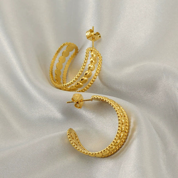 Wholesale Women's Stainless Steel Geometric Hollow Electroplated Earrings