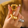 Wholesale Women's 316L Stainless Steel Geometric Hollow Flower Ring With Electroplating