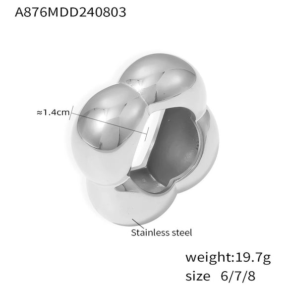 Wholesale Women's 316L Stainless Steel Geometric Hollow Flower Ring With Electroplating