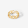 Wholesale Women's Stainless Steel Geometric Hollow Heart Opening Ring Electroplated Jewelry
