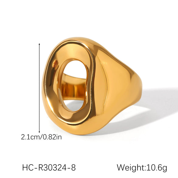 Wholesale Women's Stainless Steel Geometric Hollow Heartshaped Cast And Electroplated Ring