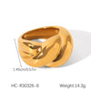 Wholesale Women's Stainless Steel Geometric Hollow Heartshaped Cast And Electroplated Ring