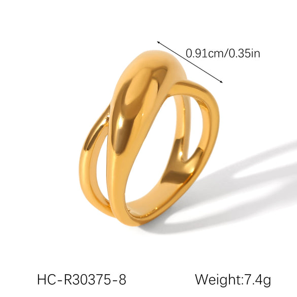 Wholesale Women's Stainless Steel Geometric Hollow Heartshaped Cast And Electroplated Ring