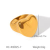 Wholesale Women's Stainless Steel Geometric Hollow Heartshaped Cast And Electroplated Ring