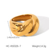Wholesale Women's Stainless Steel Geometric Hollow Heartshaped Cast And Electroplated Ring