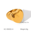 Wholesale Women's Stainless Steel Geometric Hollow Heartshaped Cast And Electroplated Ring