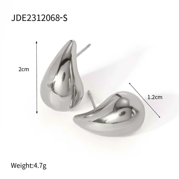 Wholesale Women's Stainless Steel Geometric Hollow Water Drop Antiallergy Goldplated Earrings And Ring Accessories