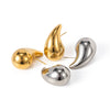 Wholesale Women's Stainless Steel Geometric Hollow Water Drop Antiallergy Goldplated Earrings And Ring Accessories