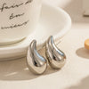 Wholesale Women's Stainless Steel Geometric Hollow Water Drop Antiallergy Goldplated Earrings And Ring Accessories