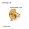 Wholesale Women's Stainless Steel Geometric Hollow Water Drop Antiallergy Goldplated Earrings And Ring Accessories