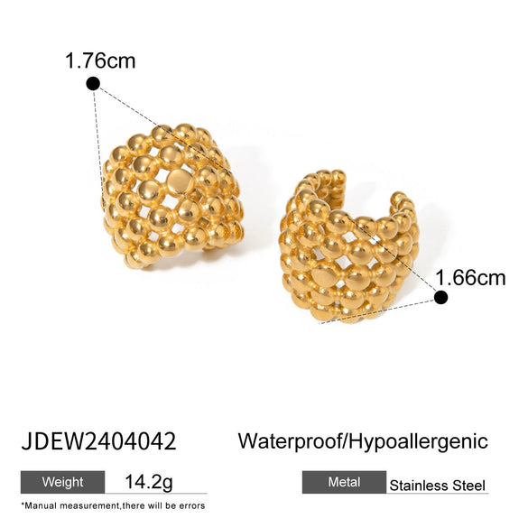 Wholesale Women's Stainless Steel Geometric Honeycomb Shaped Electroplated Ear Clip Earrings Light Luxury Fashion Design