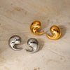 Wholesale Women's Stainless Steel Geometric Hoop Earrings 18K Gold Electroplated