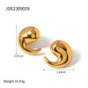 Wholesale Women's Stainless Steel Geometric Hoop Earrings 18K Gold Electroplated