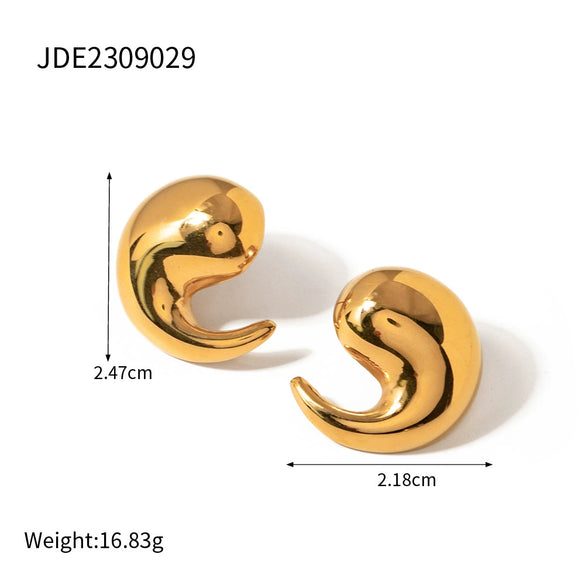 Wholesale Women's Stainless Steel Geometric Hoop Earrings 18K Gold Electroplated
