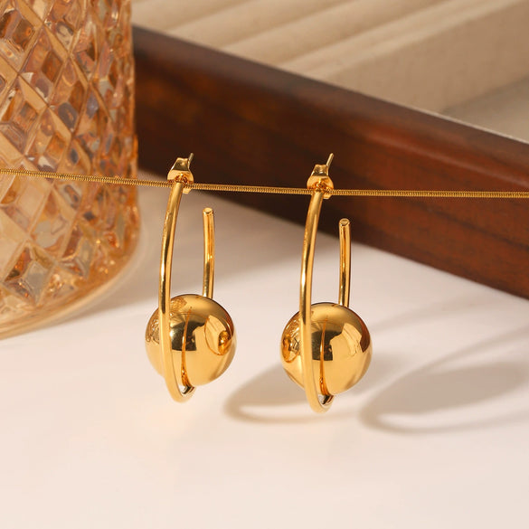 Wholesale Women's Stainless Steel Geometric Hoop Earrings With Electroplating Design