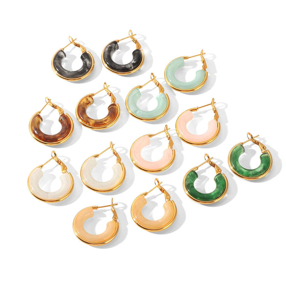 Wholesale Women's Stainless Steel Geometric Hoopshaped Electroplated Earrings