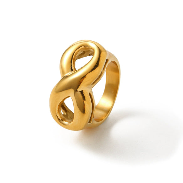 Wholesale Women's Stainless Steel Geometric Infinite Symbol Ring With Electroplating